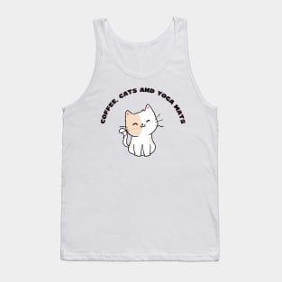 Coffee cats and yoga mats funny yoga and cat drawing Tank Top